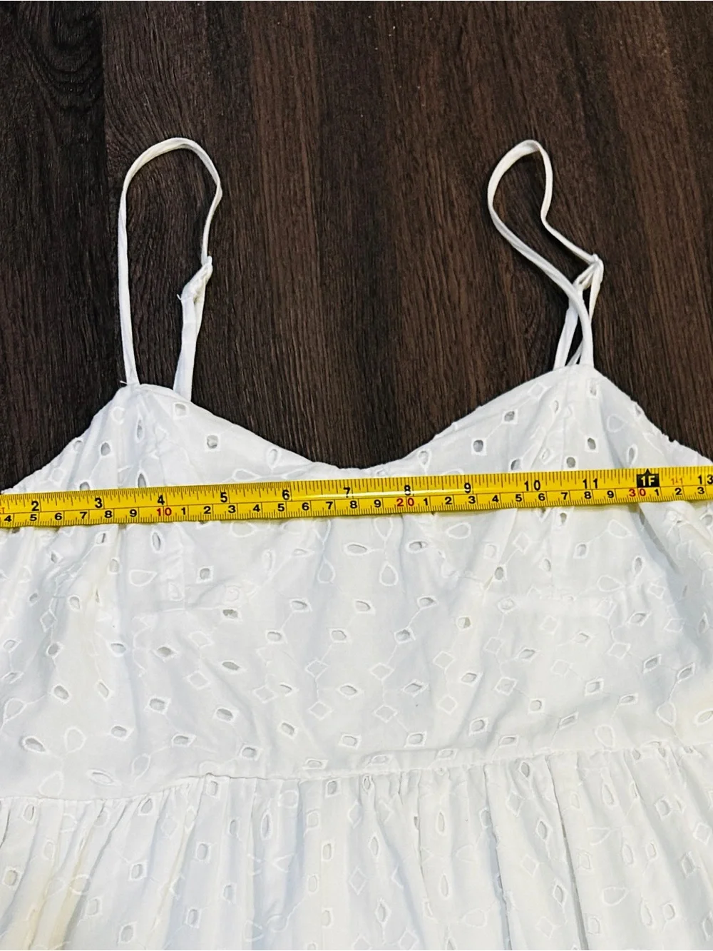 White Eyelet Cottagecore Midi Dress Adjustable Strap Sundress - Picture 4 of 10